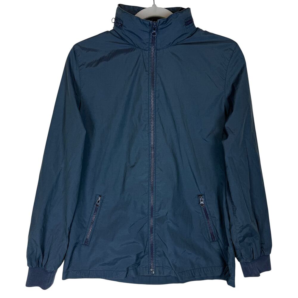 Gap Jacket Mens Medium Navy‎ Blue Full Zip Cotton Windbreaker Detachable Hood